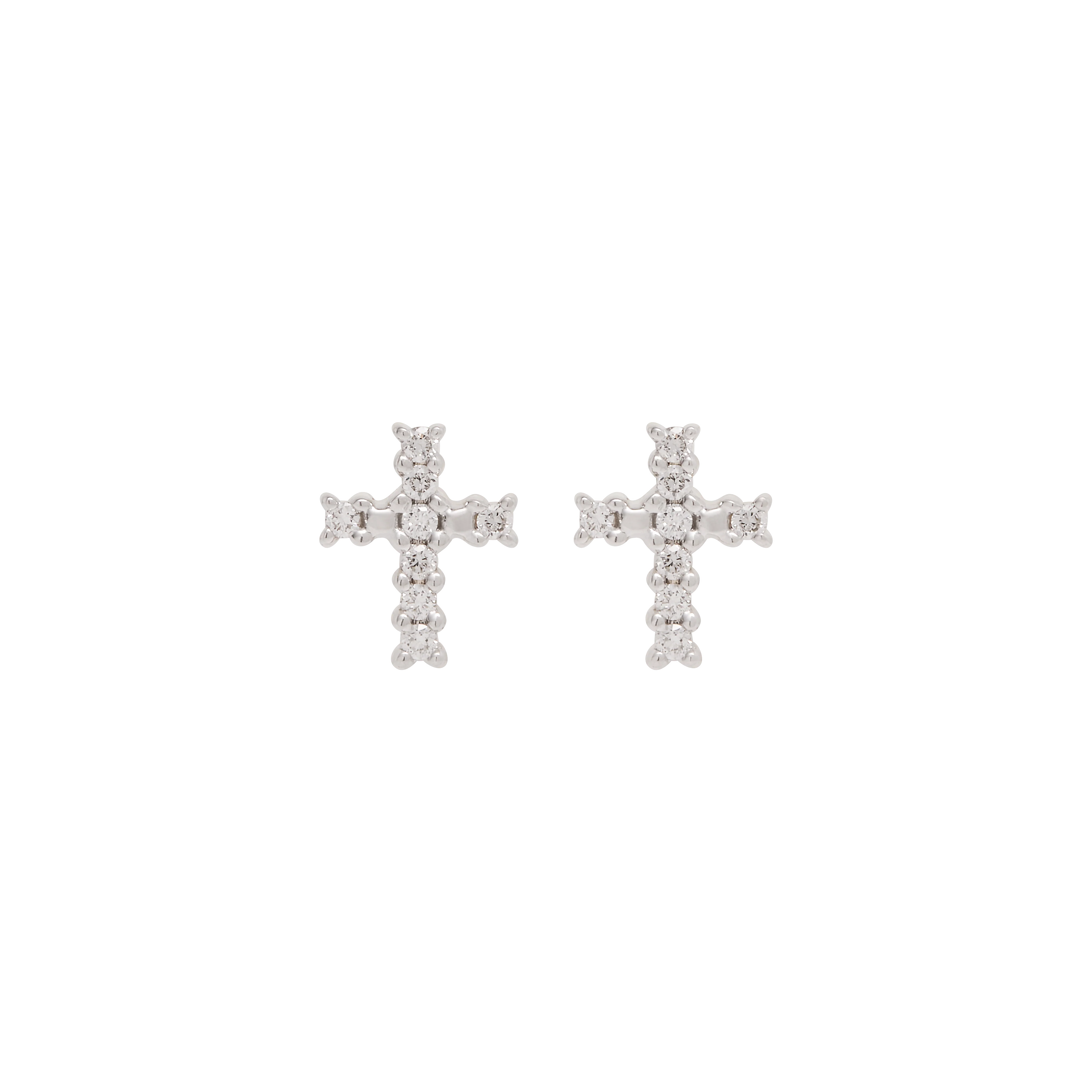 Diamond Cross Stud Earrings - Solid Gold