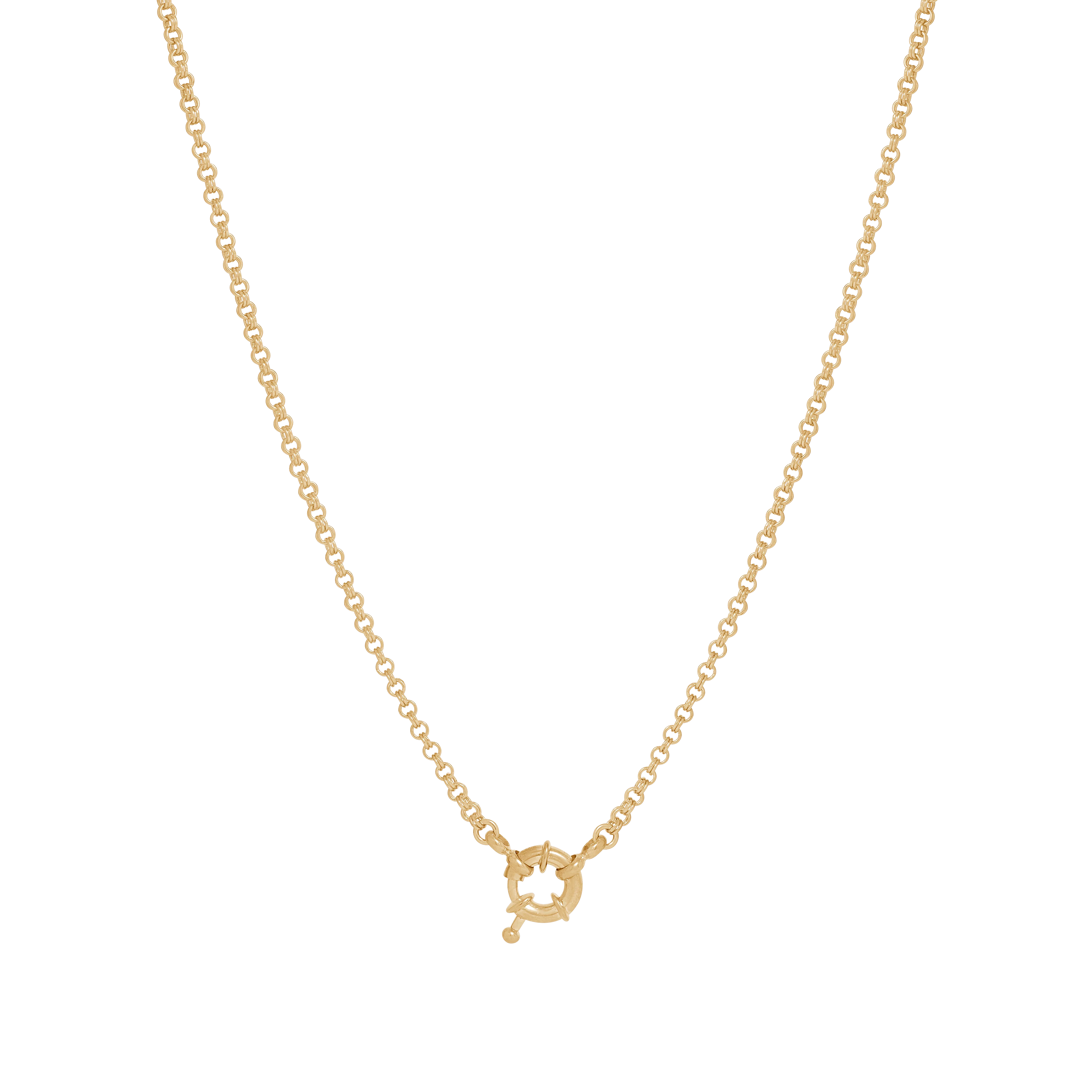 Double Link Rolo Necklace with Sailor Clasp - Gold
