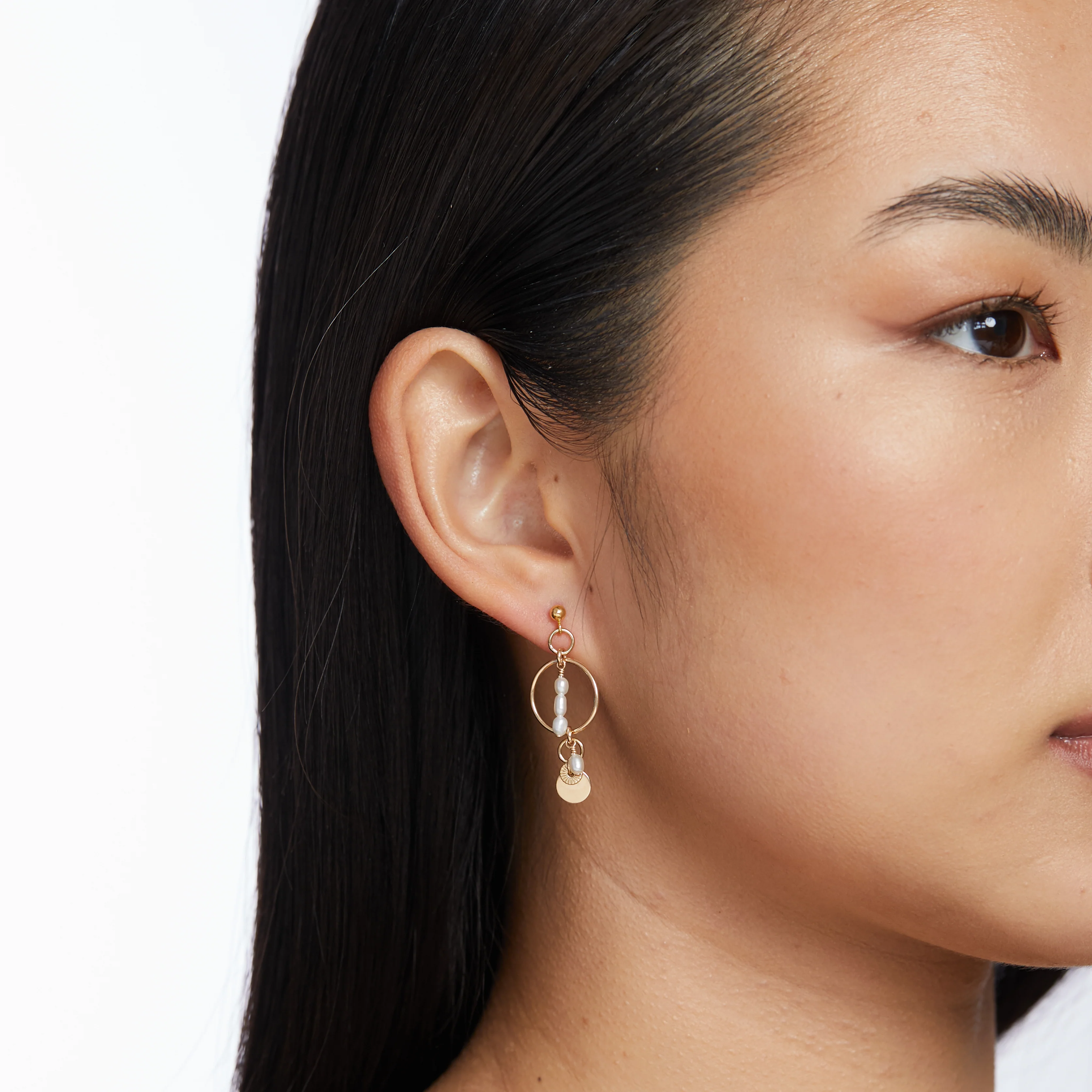 Elsa Freshwater Pearl Earrings - Gold - Image 3