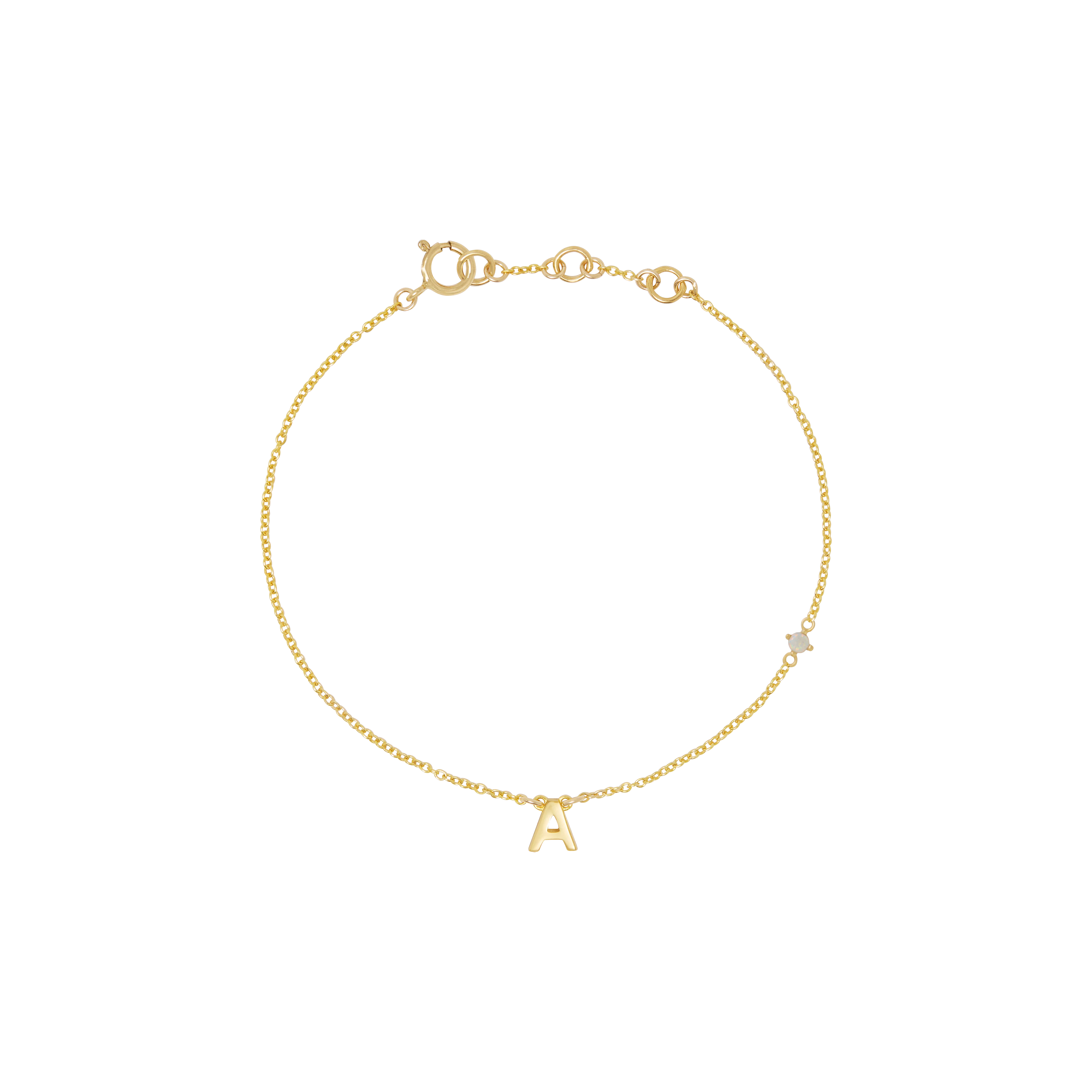 Initial Bracelet with Birthstone - Gold - Image 2