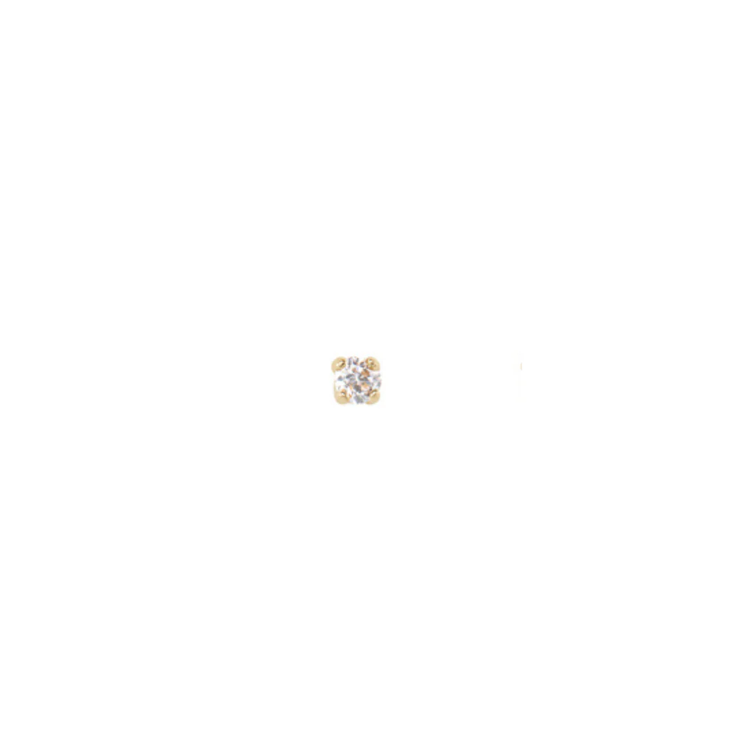 Round Cubic Zirconia Cartilage Earring 1.6mm  - Solid Gold - Image 3