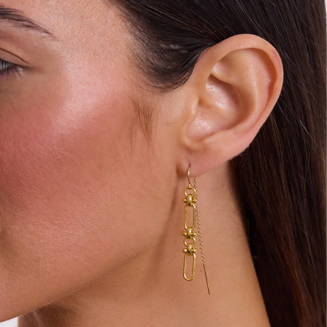 Santorini Thread Earrings - Gold - Image 2
